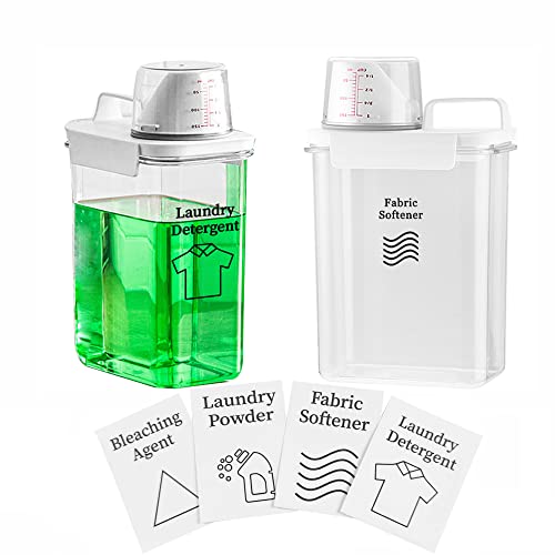 2 Pack Laundry Detergent Dispenser for Laundry Room Organization and Storage61 Oz Laundry Soap DispenserLiquid Laundry Detergent Dispenser with 4 Removable LabelsBPA Free PET PlasticClear
